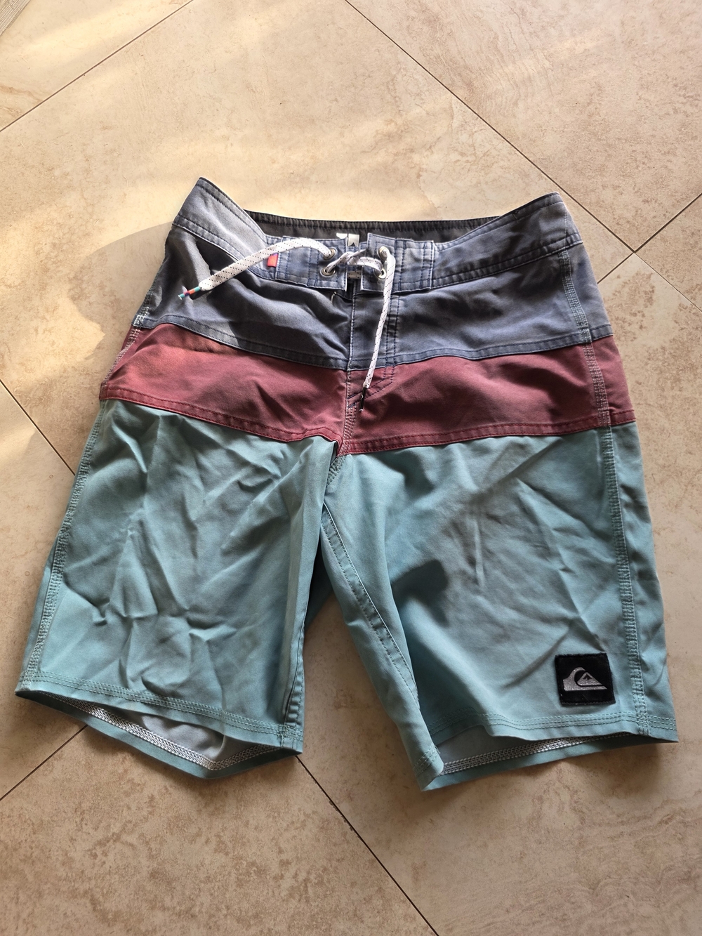 Quiksilver Men's Colorblock Board Shorts - Teal, Maroon, Gray